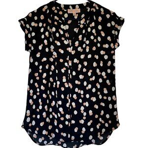 Philosophy Black Polka Dot Short-Sleeve Blouse